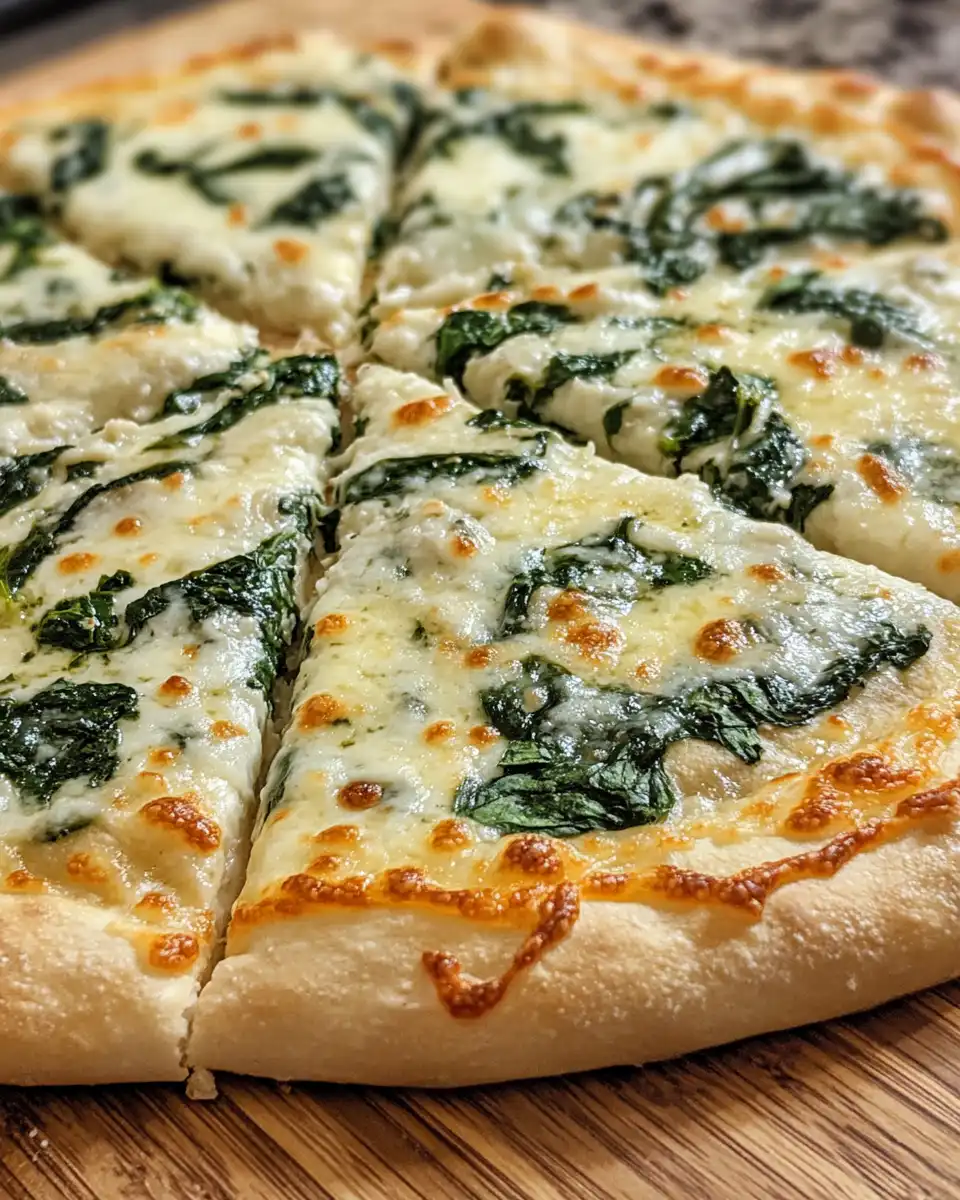 Ingredients laid out for roasted garlic spinach pizza