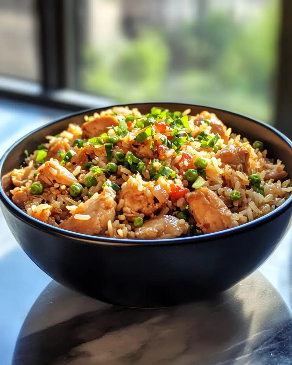 Pressure cooker steam rising indicating cooking crispy garlic chicken fried rice