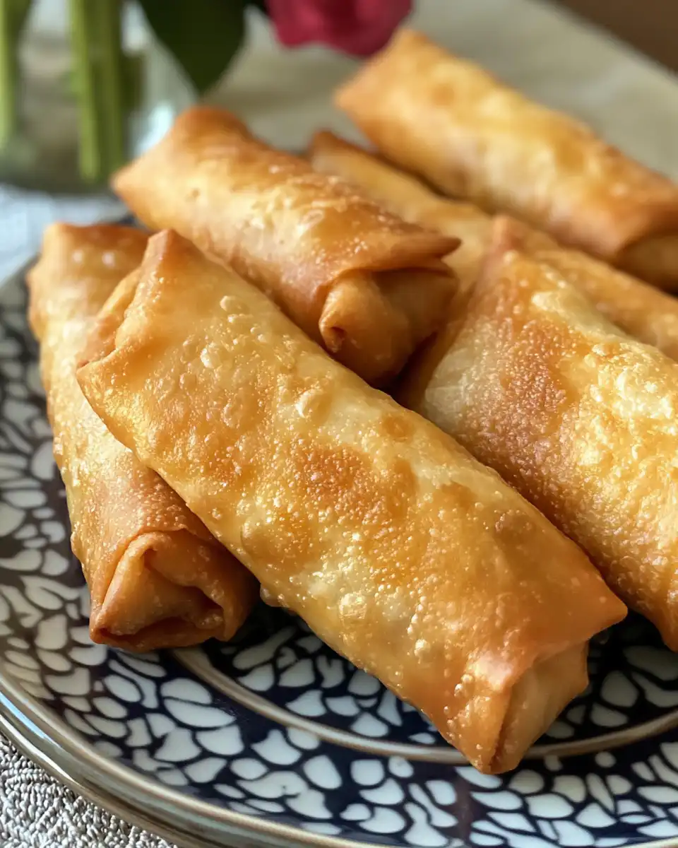 Close up of finished cherry cheesecake egg rolls showing creamy filling