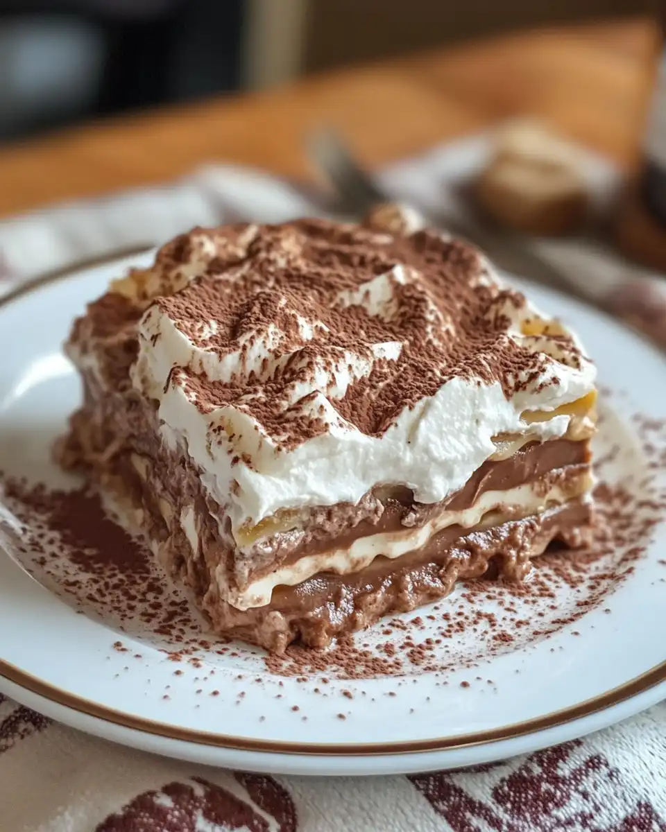 Hot Chocolate Lasagna fresh from pressure cooker with rich chocolate layers