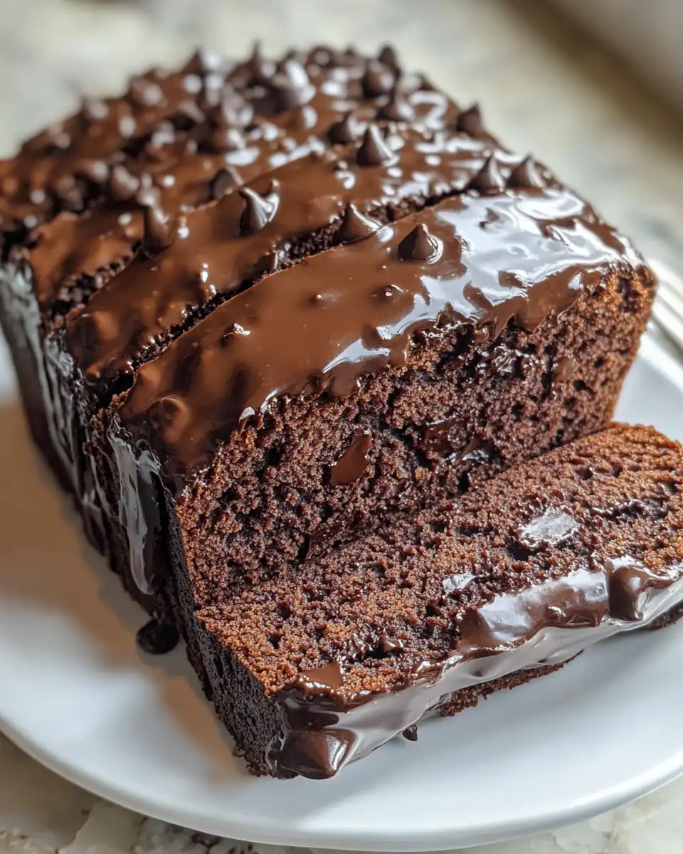 Finished hot fudge brownie bread cooling on wire rack
