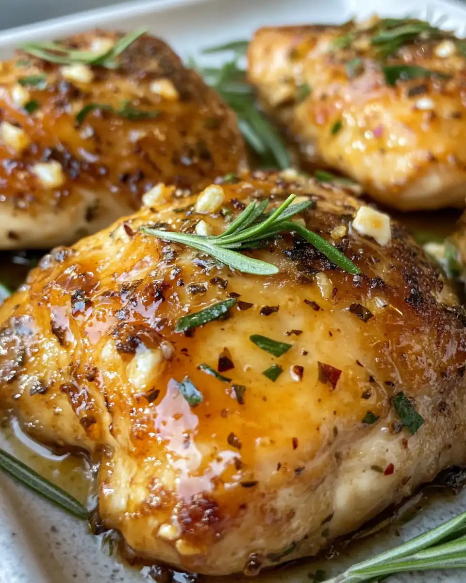 Served hot honey feta chicken with fresh herbs