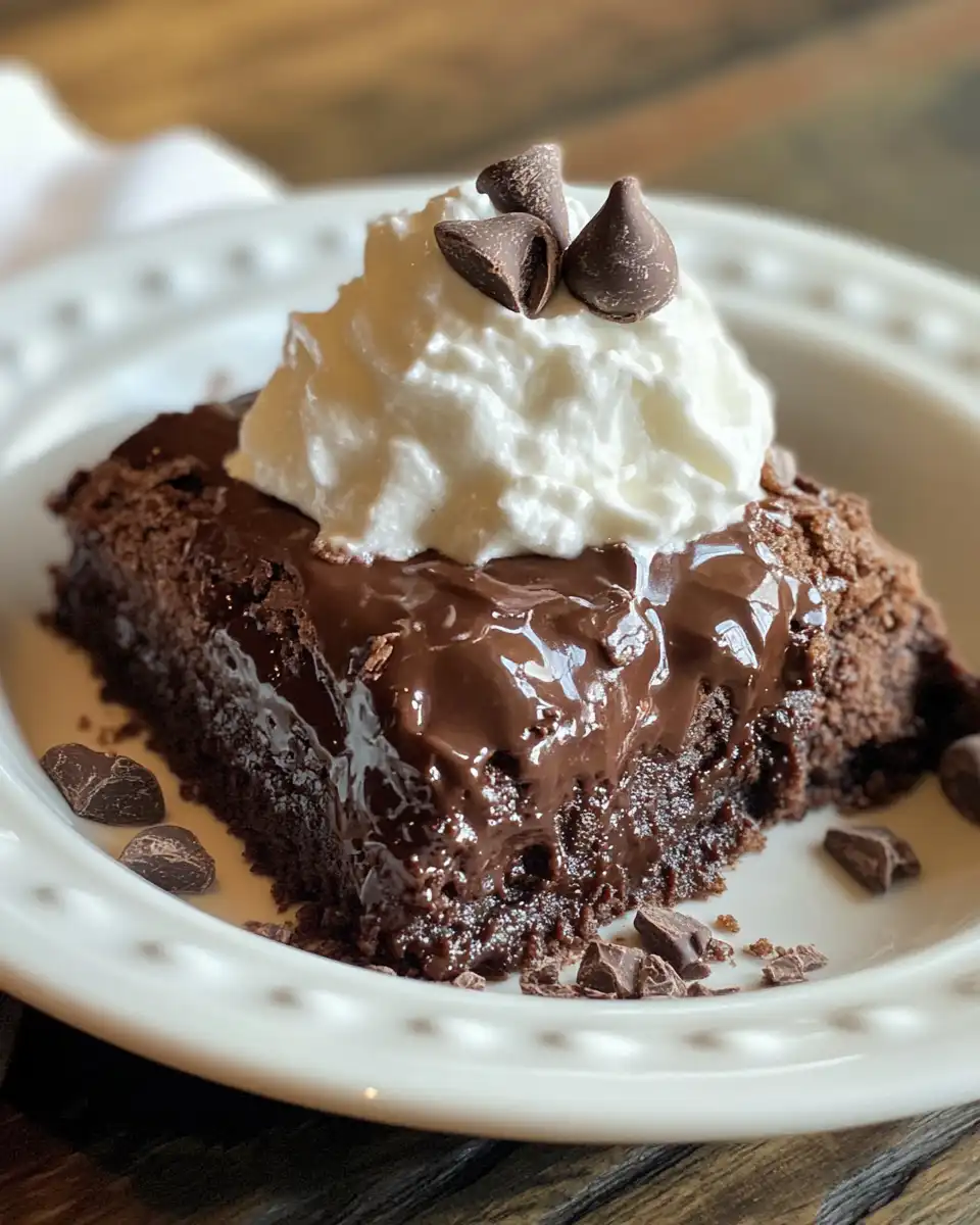 Pressure cooker brownie pudding in baking dish