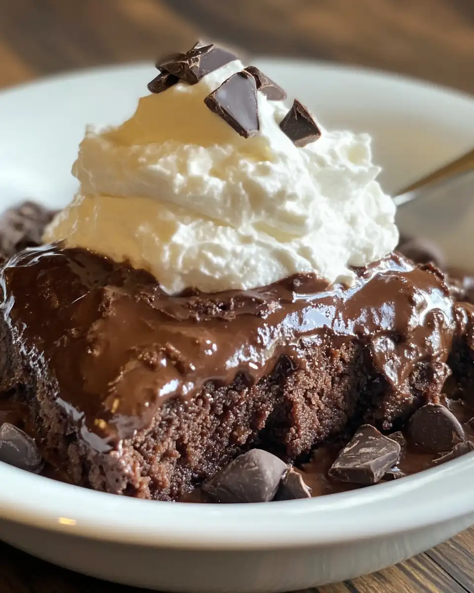 Served Ina Garten chocolate brownie pudding with ice cream