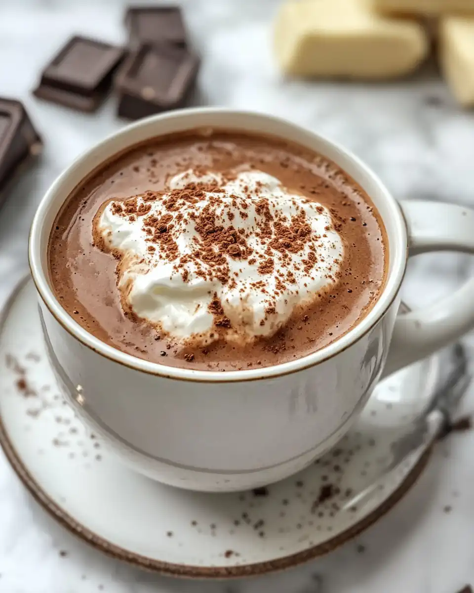 Ingredients for Italian hot chocolate arranged on a table