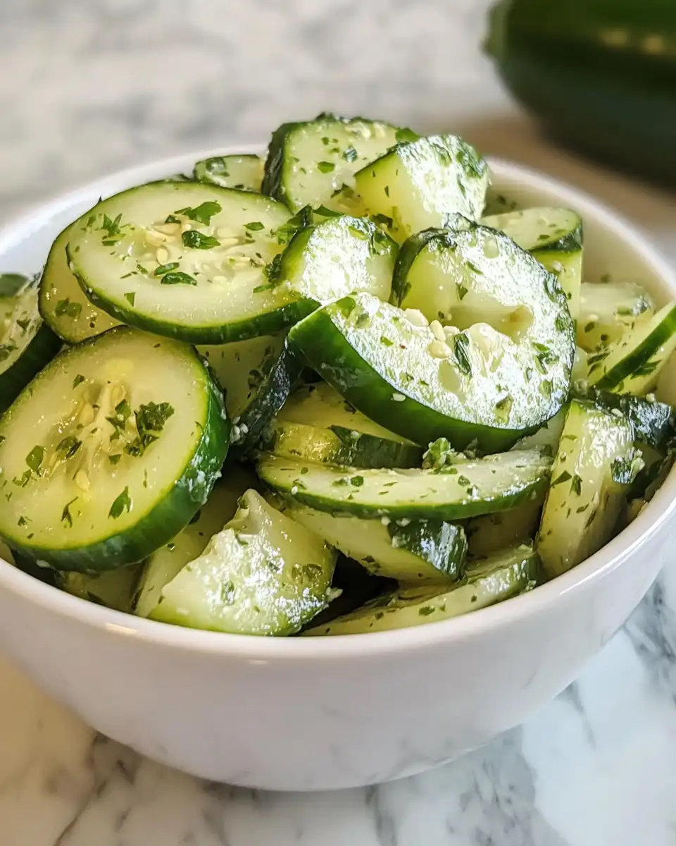 Fresh jalapeño popper cucumber salad in a bowl capturing vibrant colors and fresh ingredients