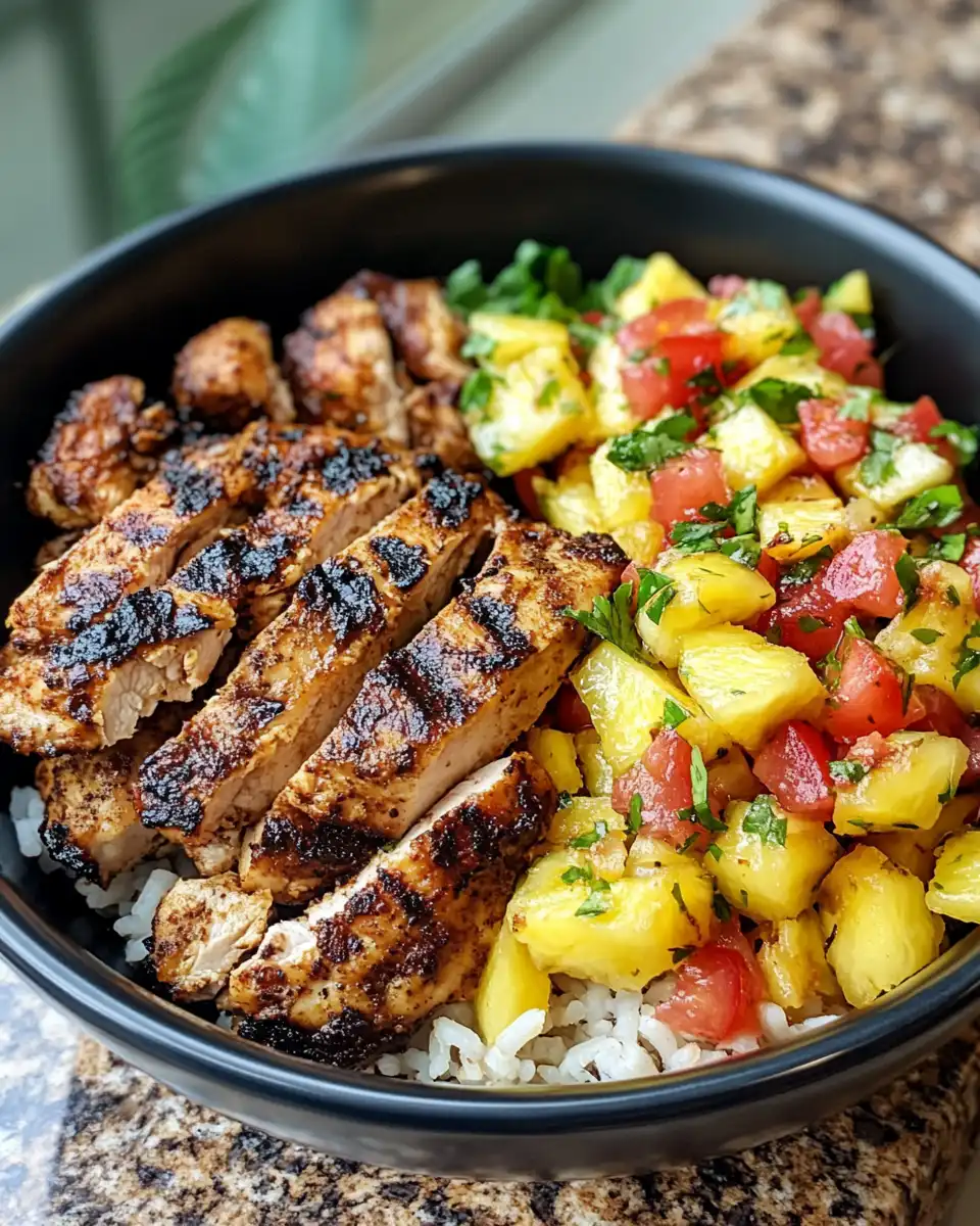 Ingredients laid out for pressure cooker jerk chicken and pineapple salsa