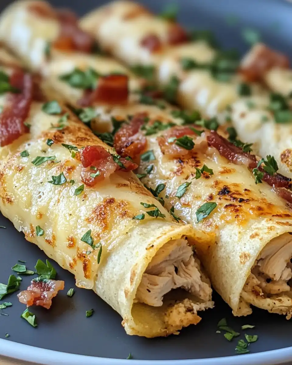 Finished plate of keto chicken bacon ranch taquitos
