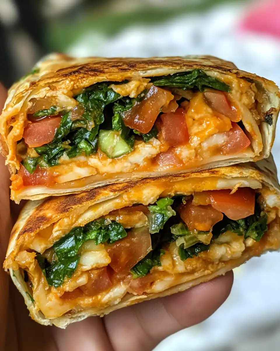 Finished crispy keto crunchwrap served on plate