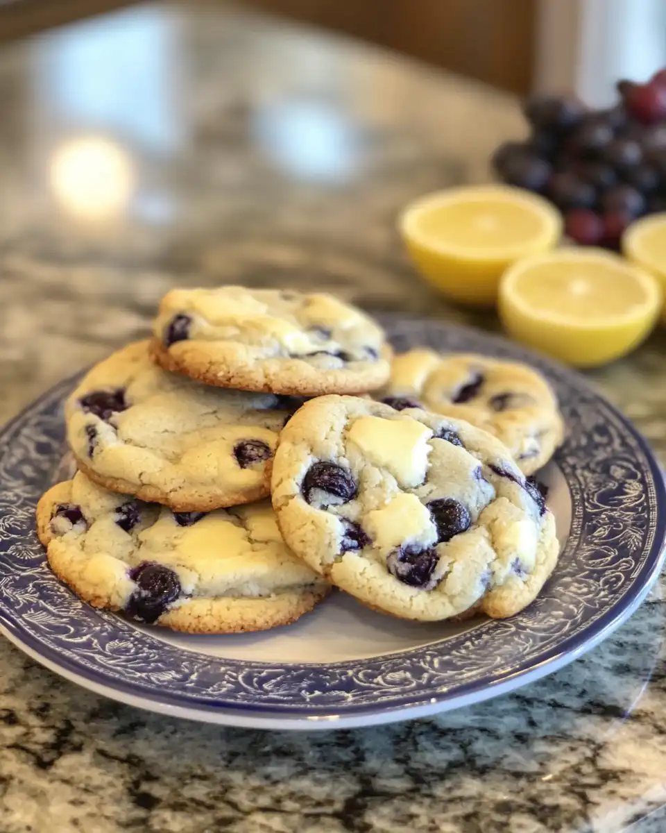 Fresh ingredients including lemons and blueberries for lemon blueberry cookies