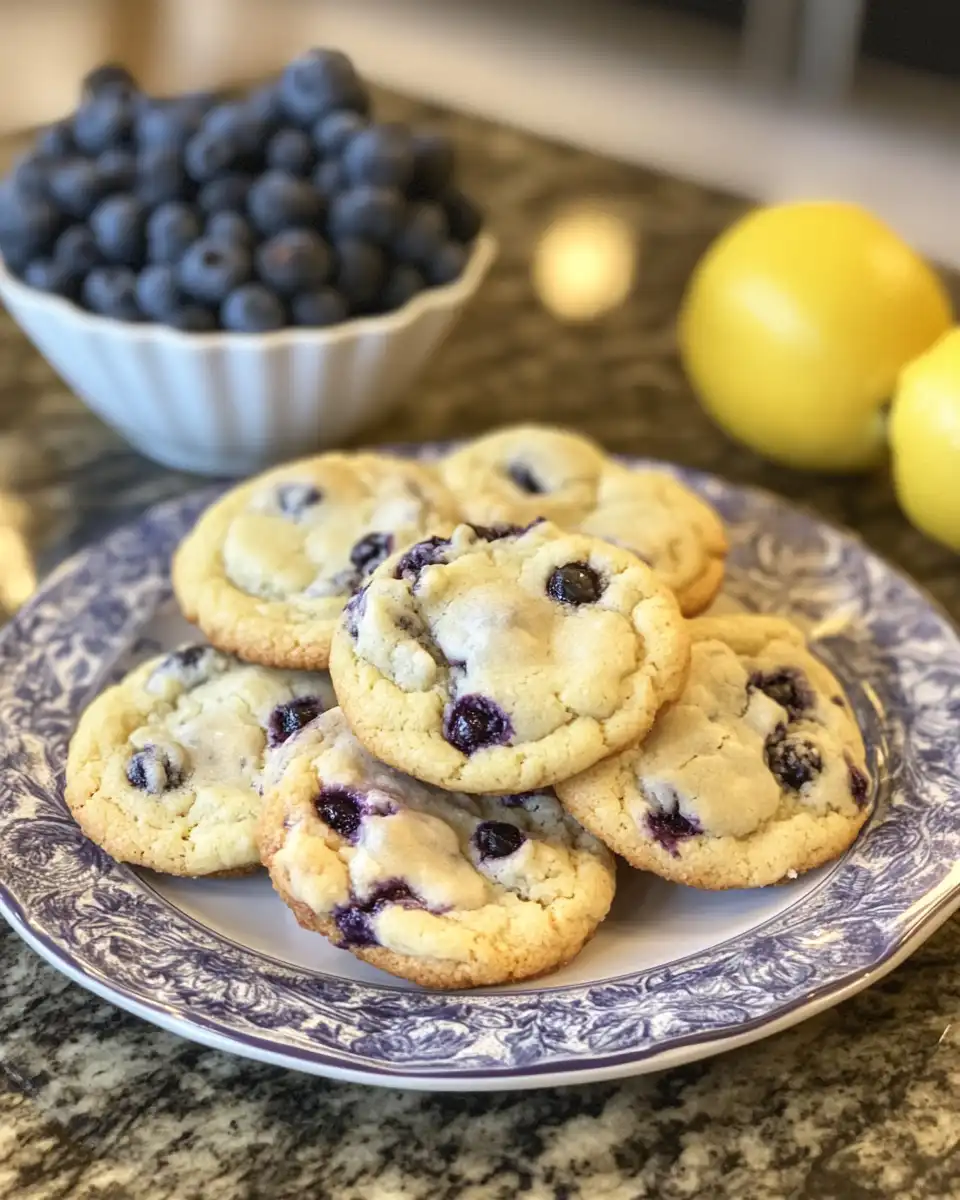 Finished lemon blueberry cookies fresh from pressure cooker with cream cheese glaze