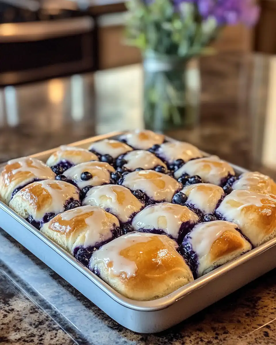 Lemon blueberry rolls after second rise ready for cooking