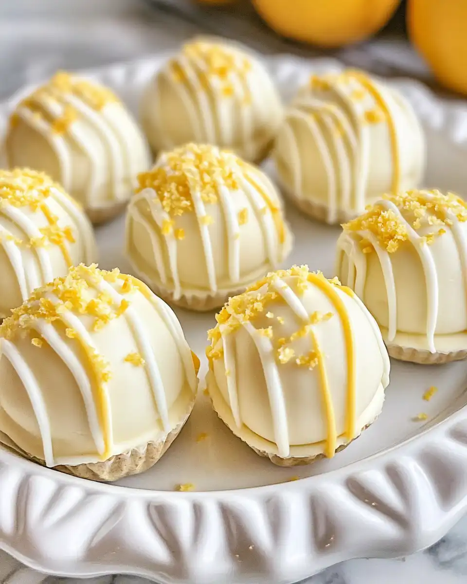 Creamy lemon cheesecake truffles freshly made in bowl with lemon zest