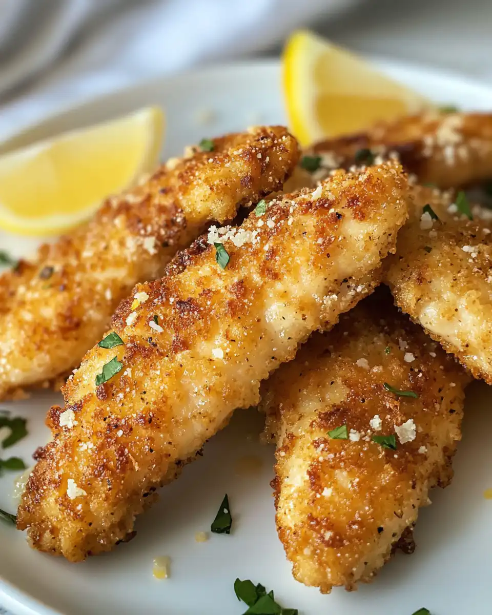 Golden crust forming on lemon garlic parmesan chicken tenders in pressure cooker