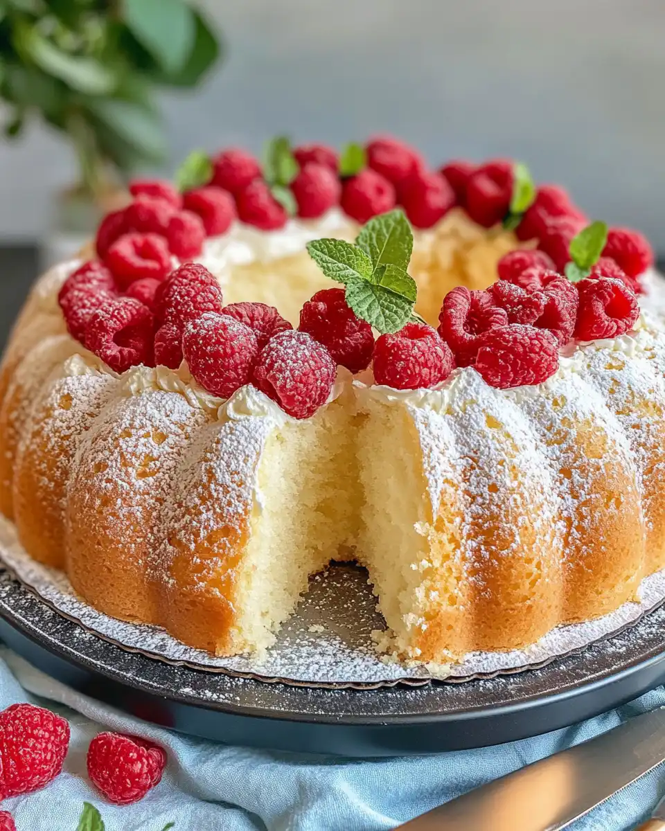 Served fluffy yogurt cloud cake slice on a plate
