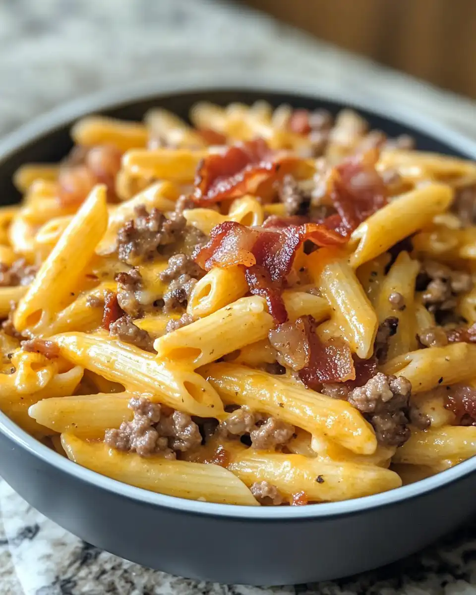 Cooking loaded bacon cheeseburger pasta in pressure cooker