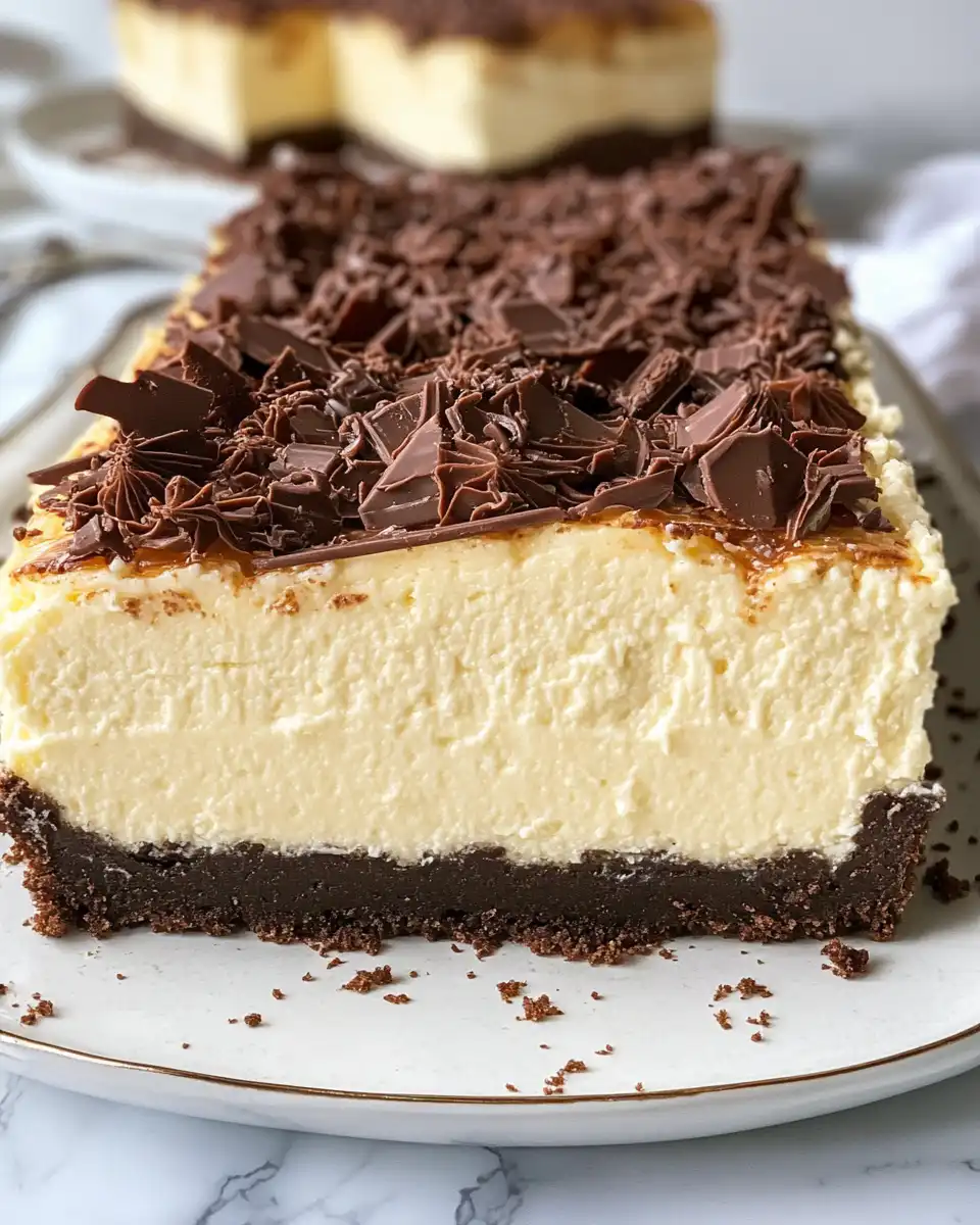 Slice of loaf pan cheesecake on a plate