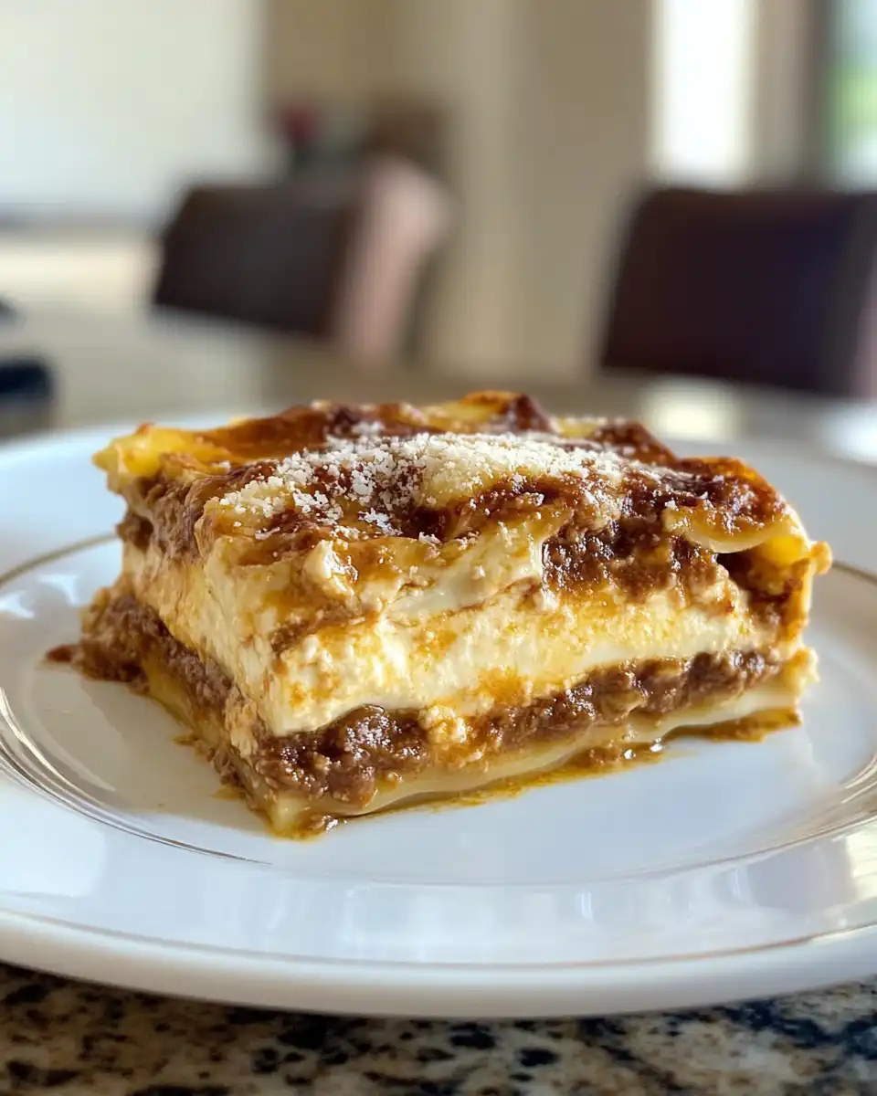 Finished Lotus Biscoff lasagne dessert plated and ready to serve