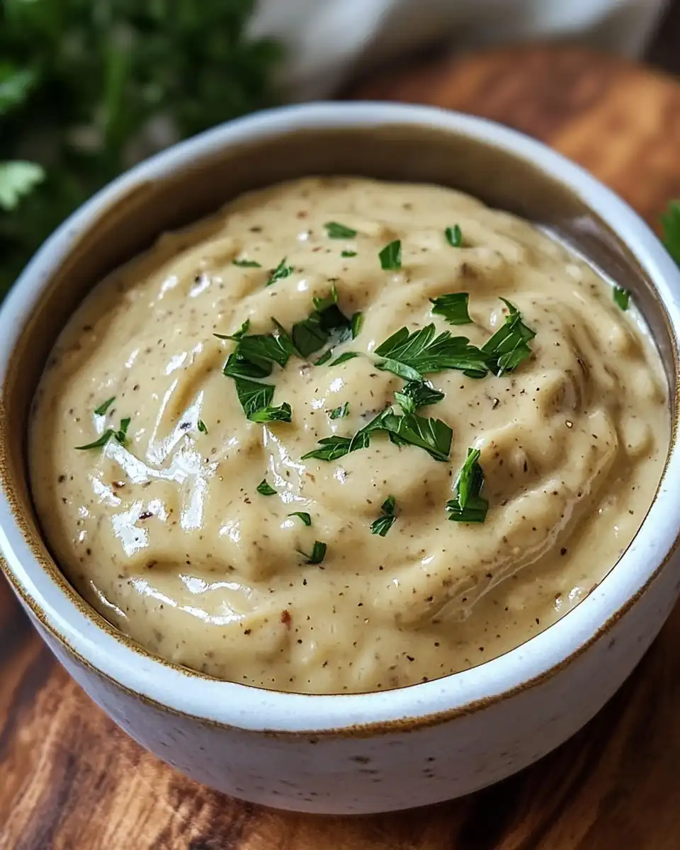 Close-up of Louisiana remoulade sauce texture and color