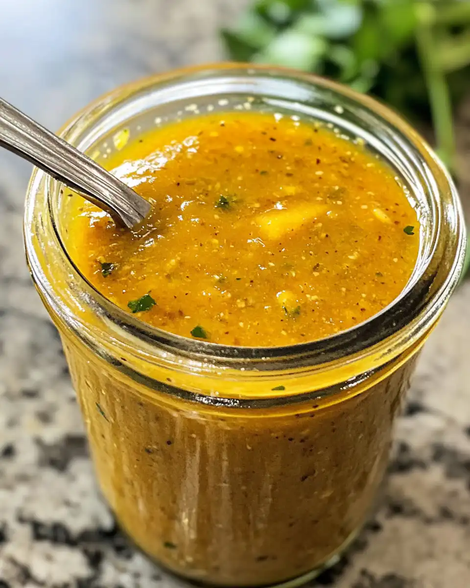 Pressure cooker releasing steam as mango habanero honey garlic sauce simmers