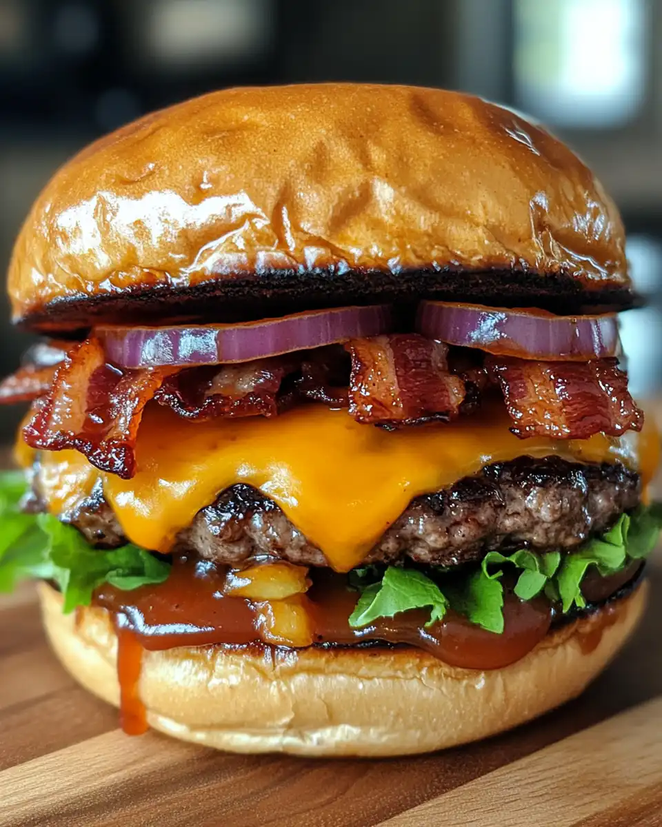Pressure cooker releasing steam with sizzling bacon and caramelized onions aroma