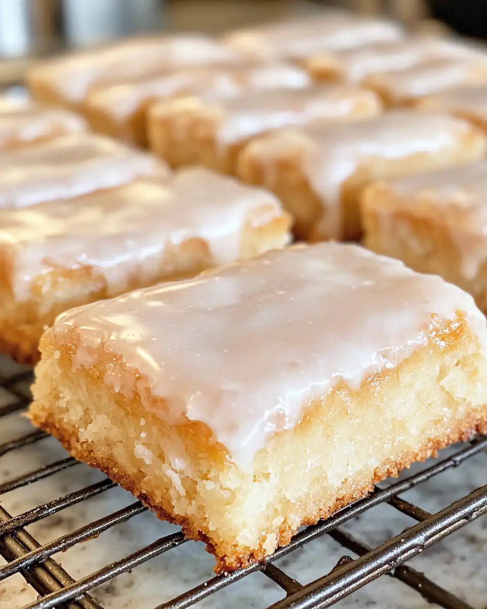 Finished maple donut bars glazed and served
