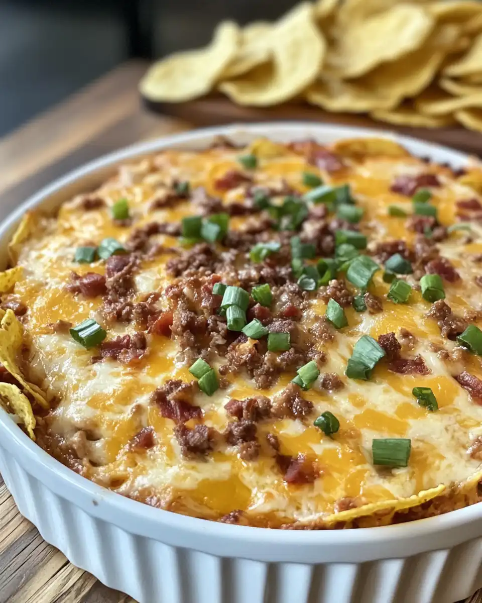 Creamy Texas Trash Dip served with tortilla chips