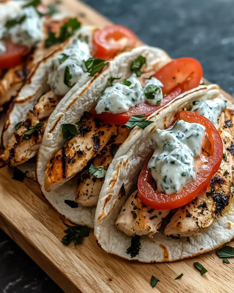 Mediterranean chicken gyros with creamy feta tzatziki