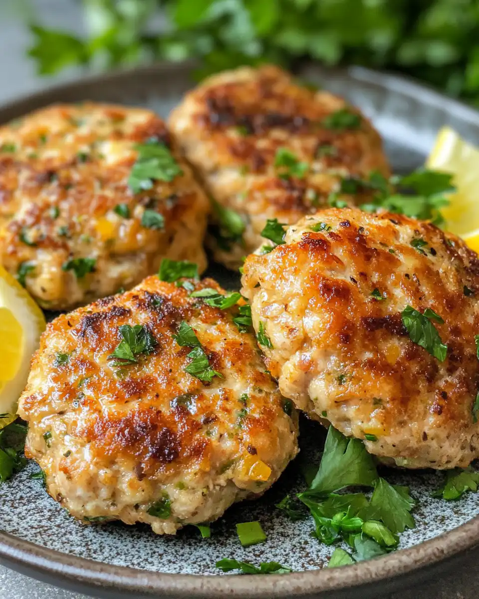 Ingredients for Greek chicken burgers including ground chicken and herbs