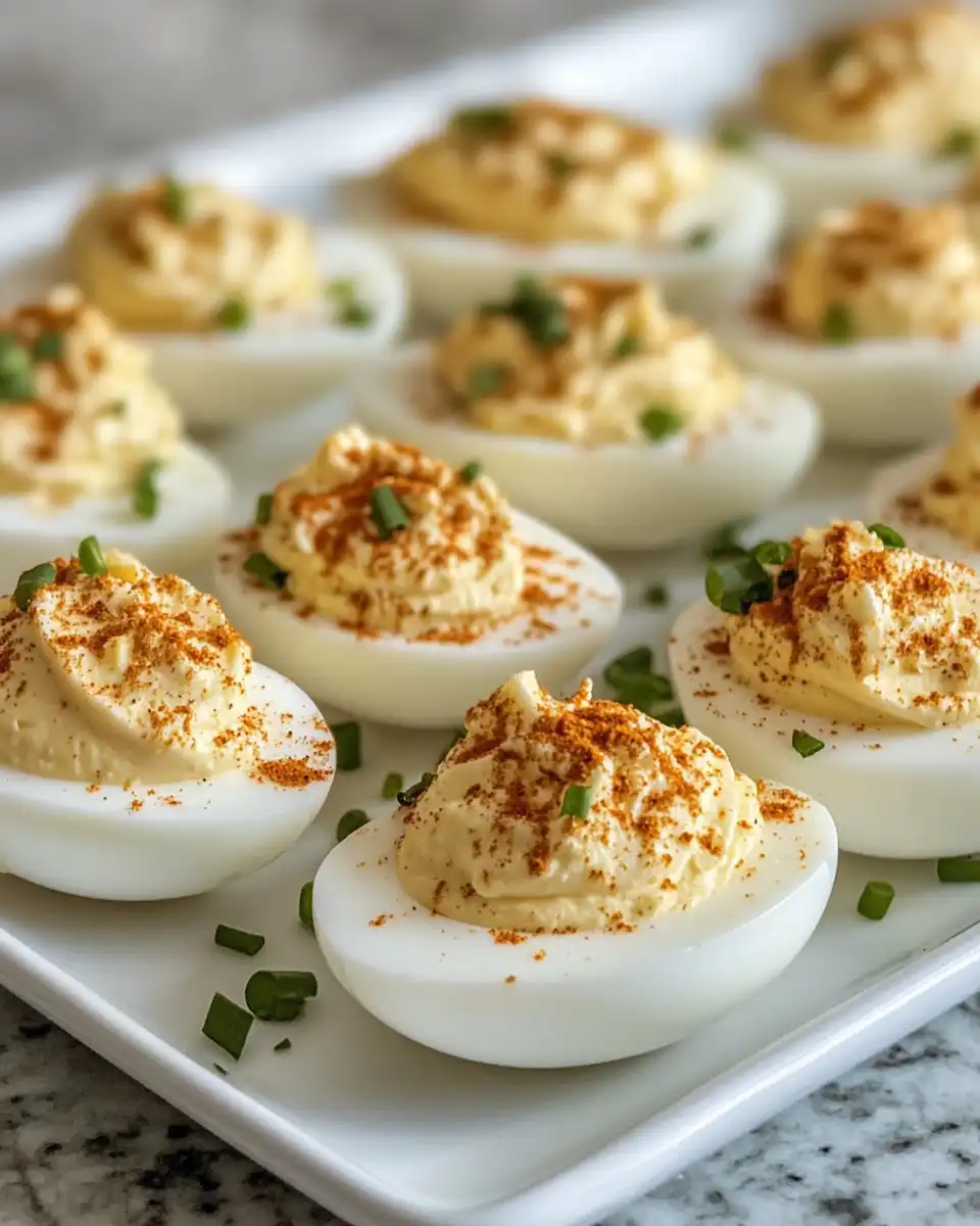Ingredients for deviled eggs including eggs, butter, and mayo