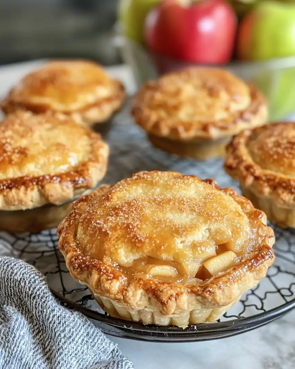 Ingredients for mini apple pies including flour, butter, apples and sugar