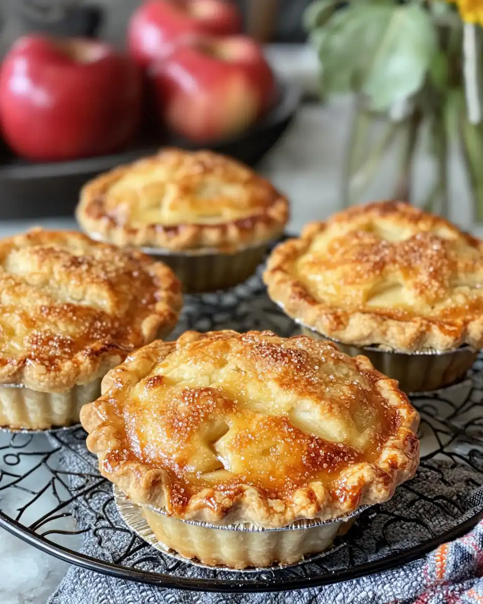 Fresh mini apple pies cooking in pressure cooker with steam buildup