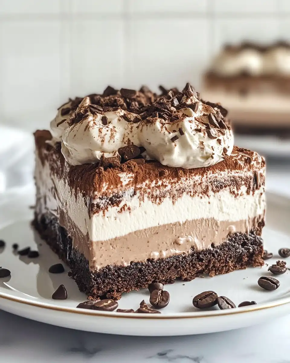 Layering coffee ice cream over baked mocha brownie in springform pan
