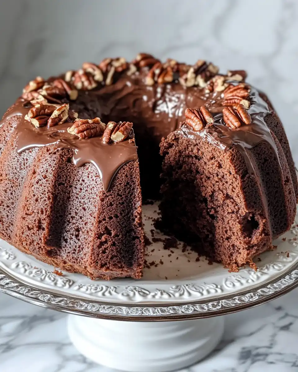 Moist chocolate pecan pound cake fresh out of pressure cooker
