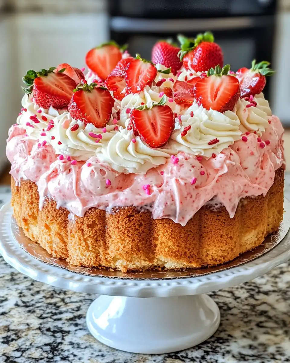 Sliced moist strawberry pound cake served on plate