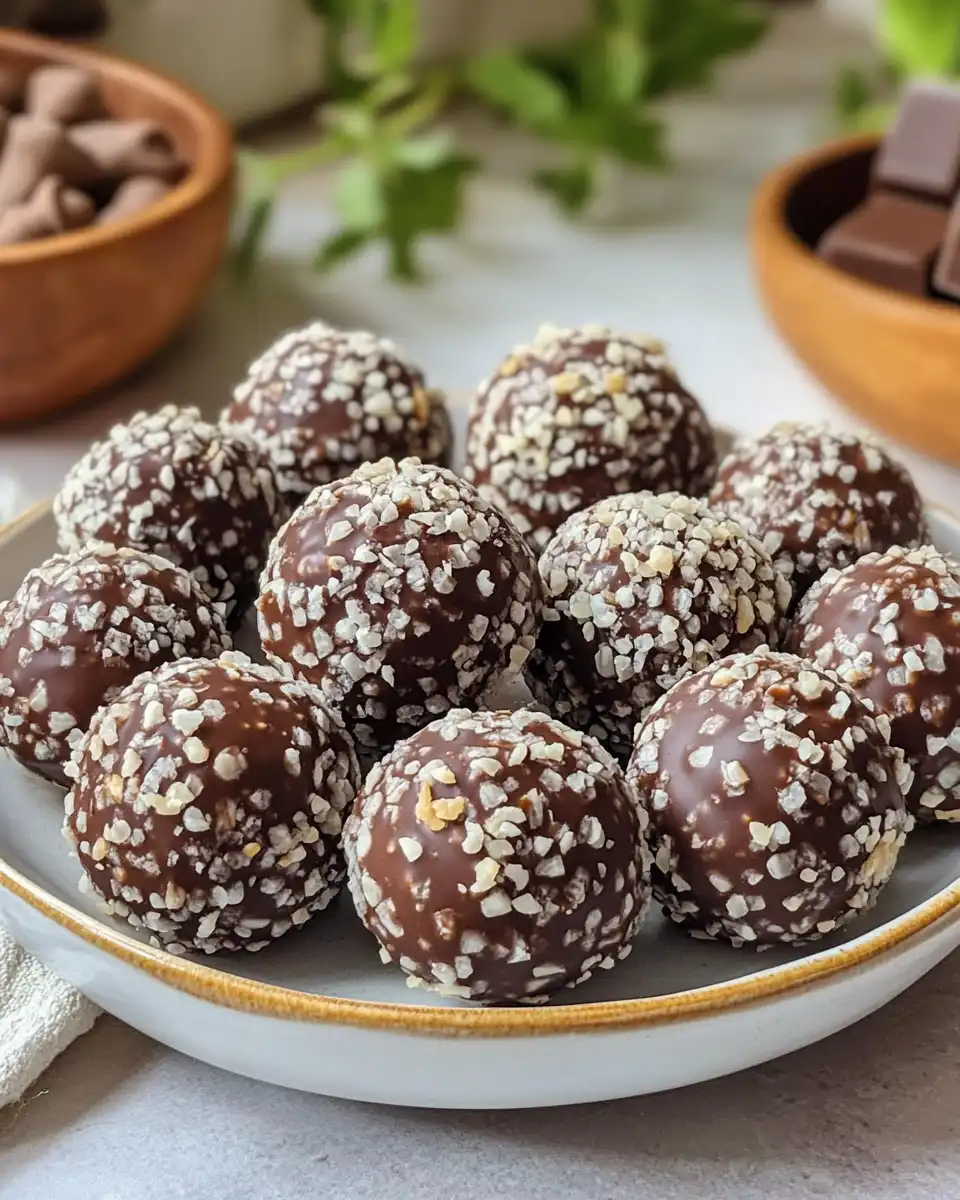 Bite sized chocolate balls with colorful chocolate drizzle on top