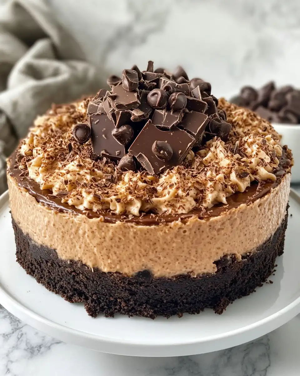 No-Bake German Chocolate Cheesecake in springform pan