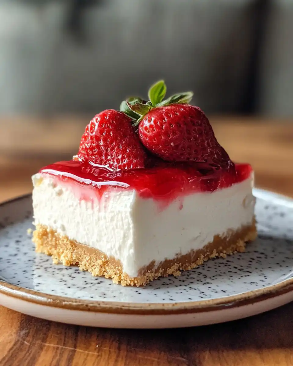 Creamy set Greek Yogurt Cheesecake ready to enjoy