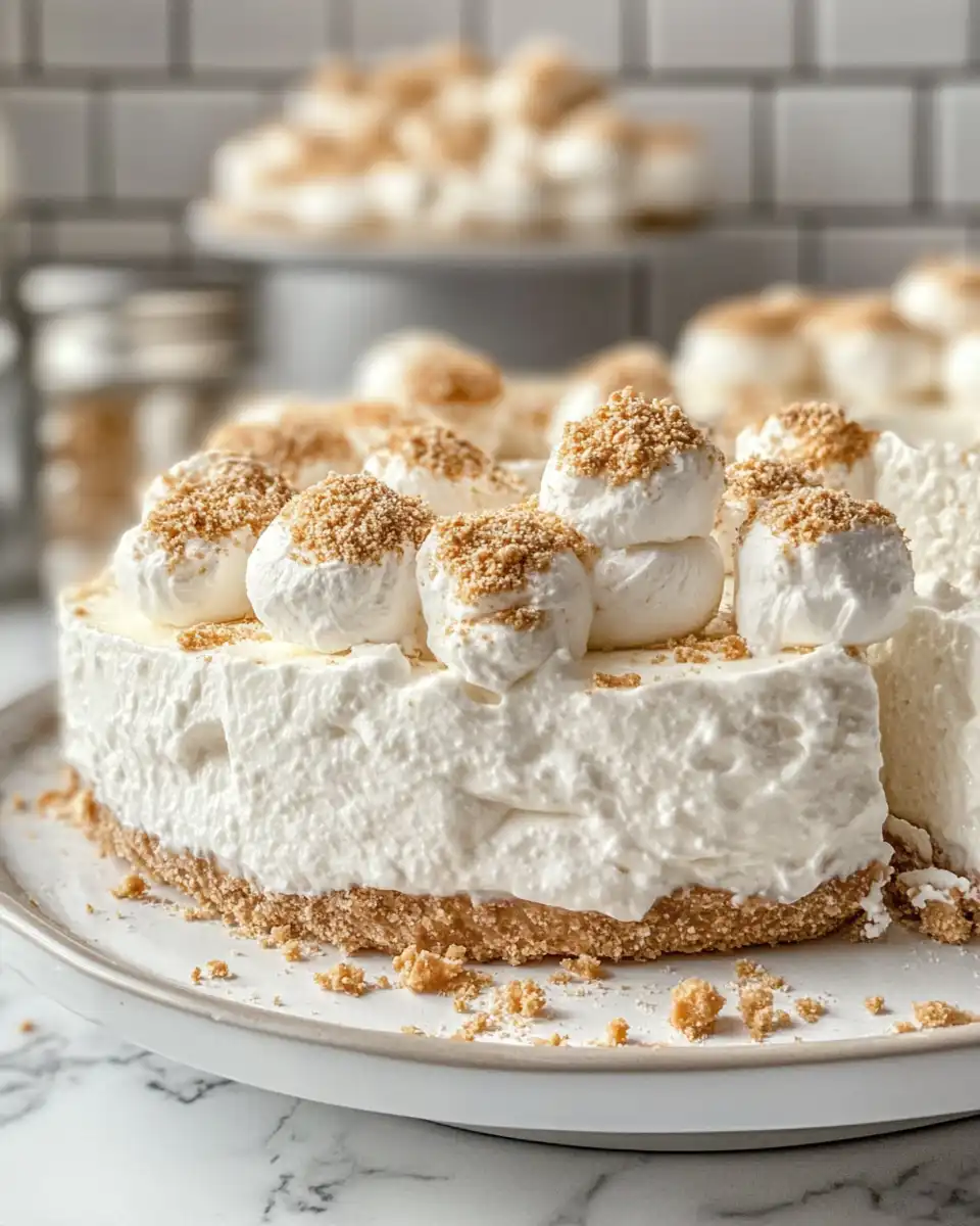 Ingredients for Marshmallow Cream Cheesecake showing cream cheese and marshmallow fluff