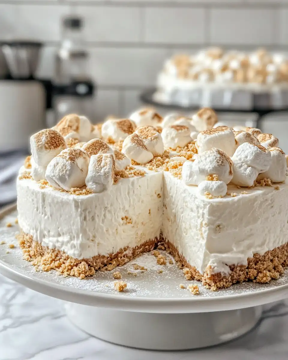 Folding whipped cream into marshmallow cream cheesecake filling