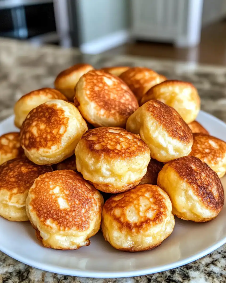 Golden brown pancake poppers ready to eat
