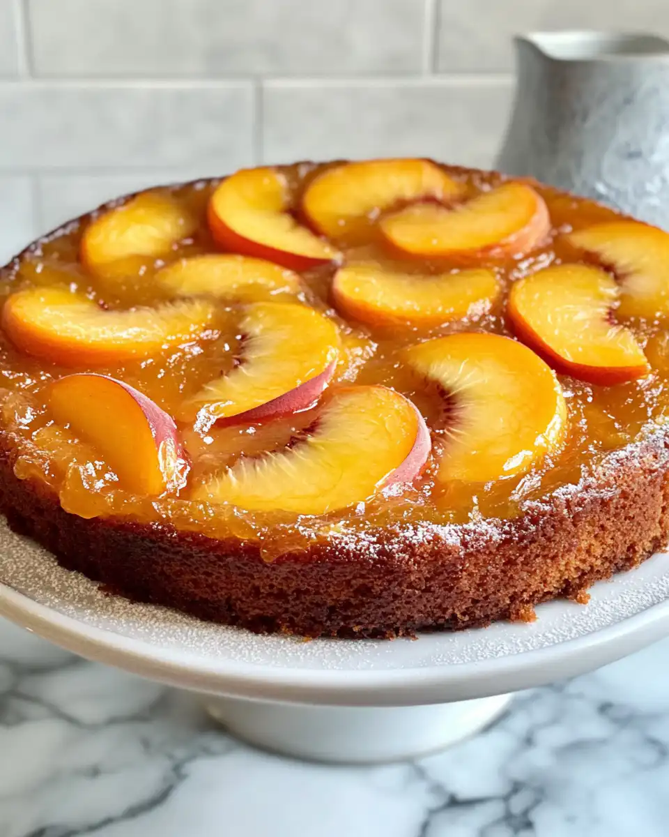 Peach upside down cake baking steps