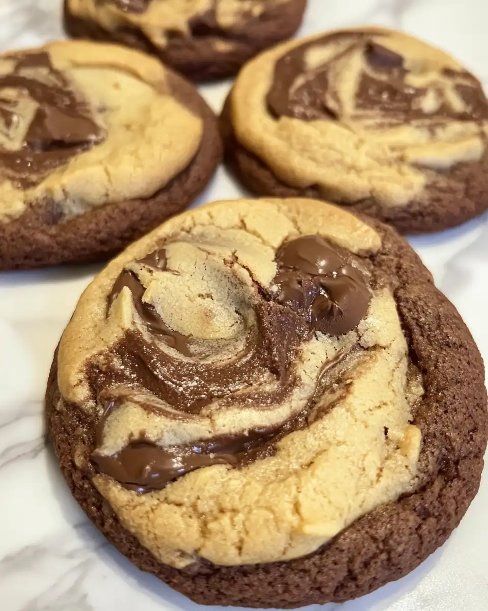 Freshly baked Peanut Butter Filled Brownie Cookies cooling on wire rack