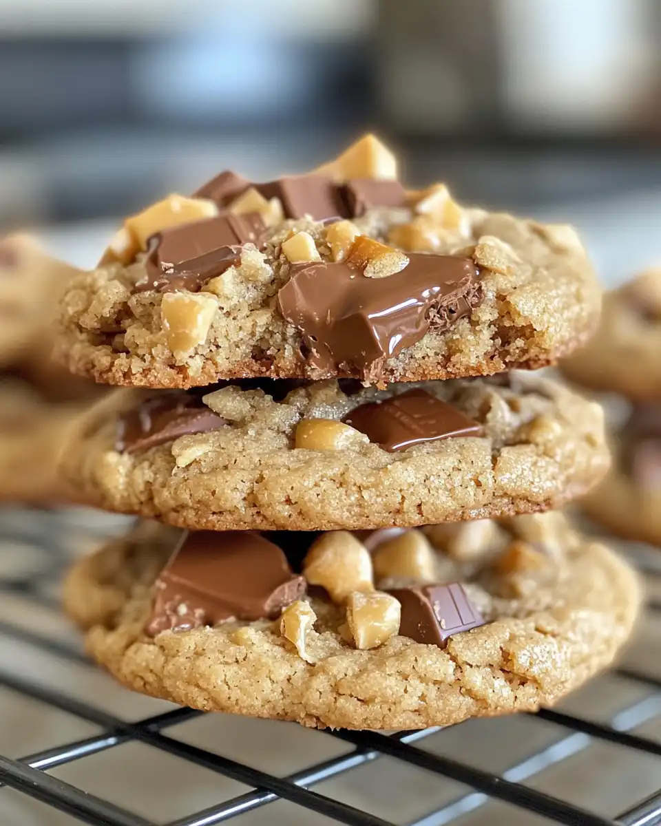 Folding chocolate chips, Rolos, and Butterfinger into cookie dough