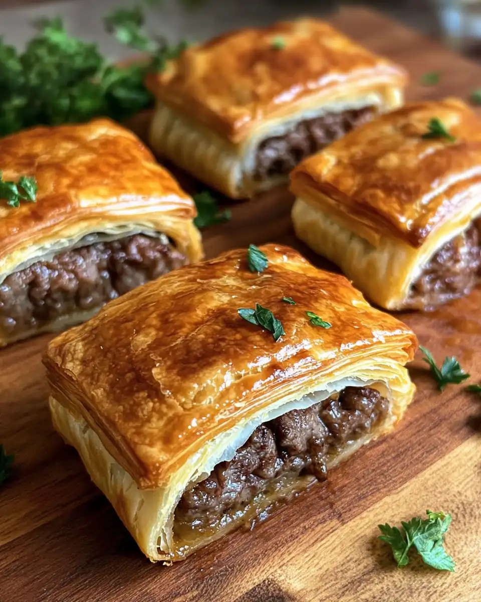 Golden crispy mini beef Wellington bites fresh from pressure cooker