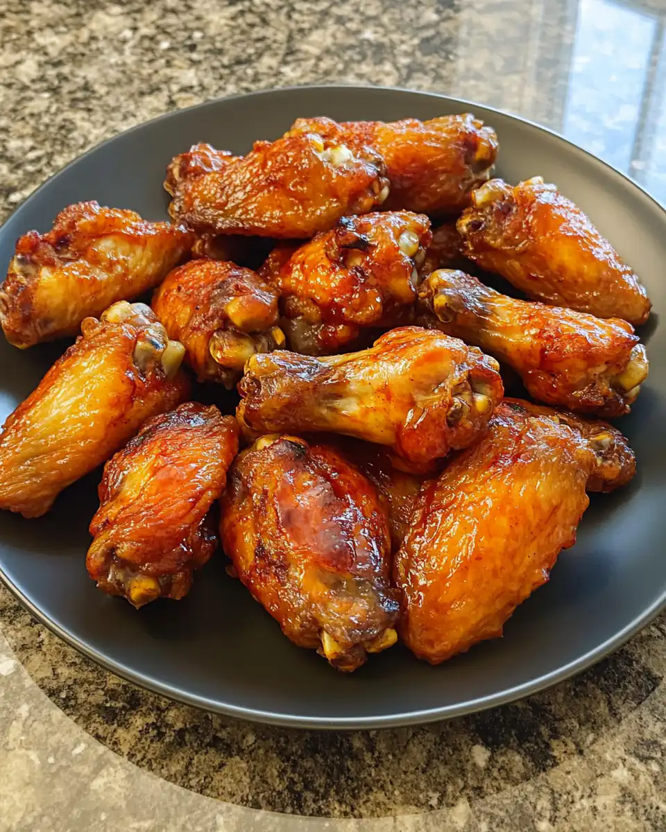 Caramelized pineapple chicken wings served on plate