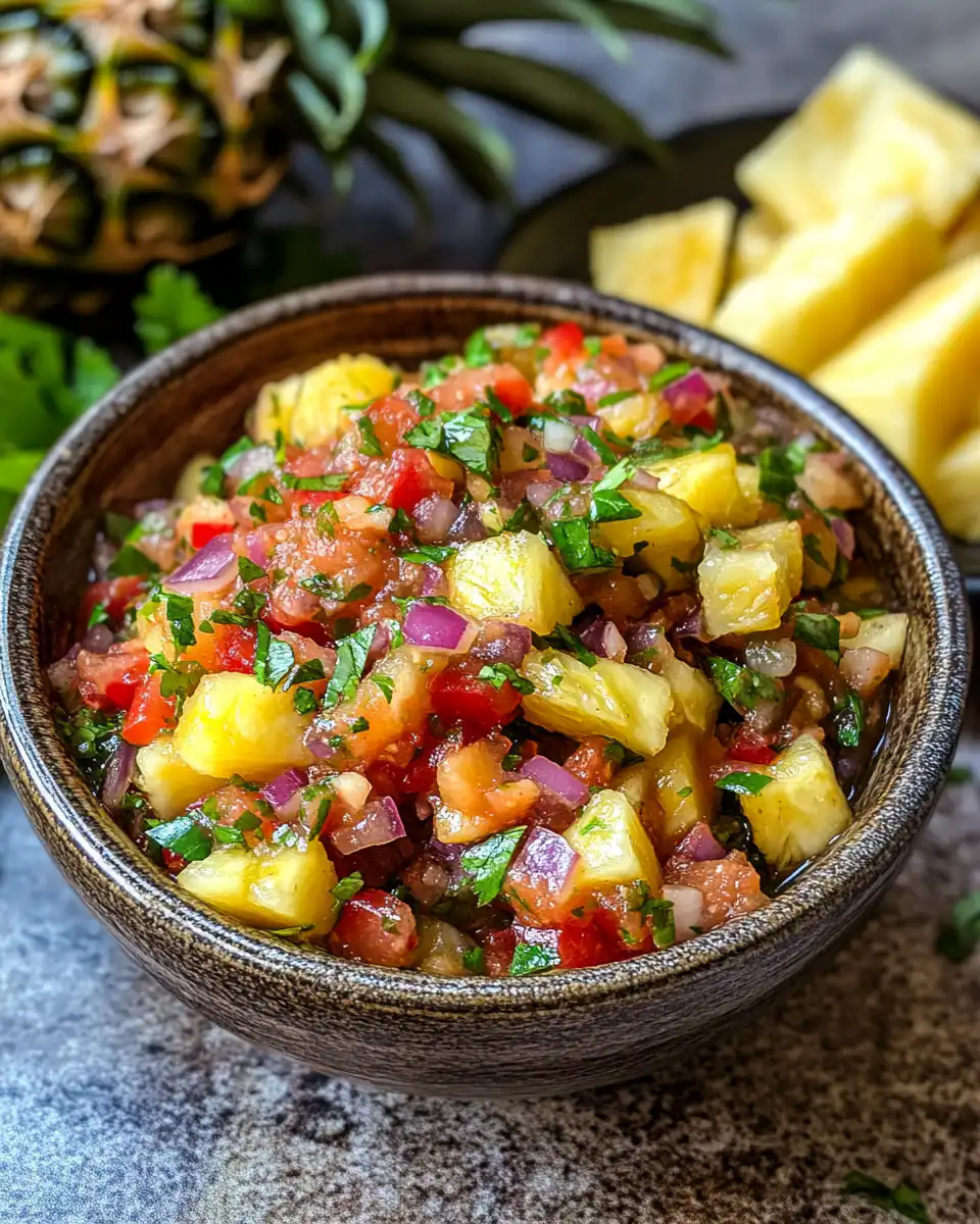 Served pineapple chipotle salsa ready to enjoy
