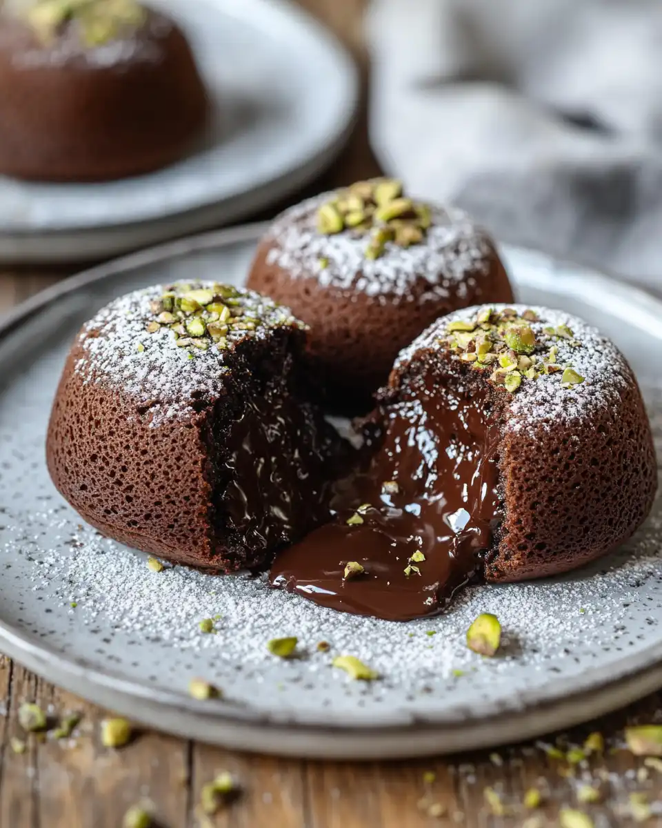 Baking pistachio chocolate lava cakes in ramekins