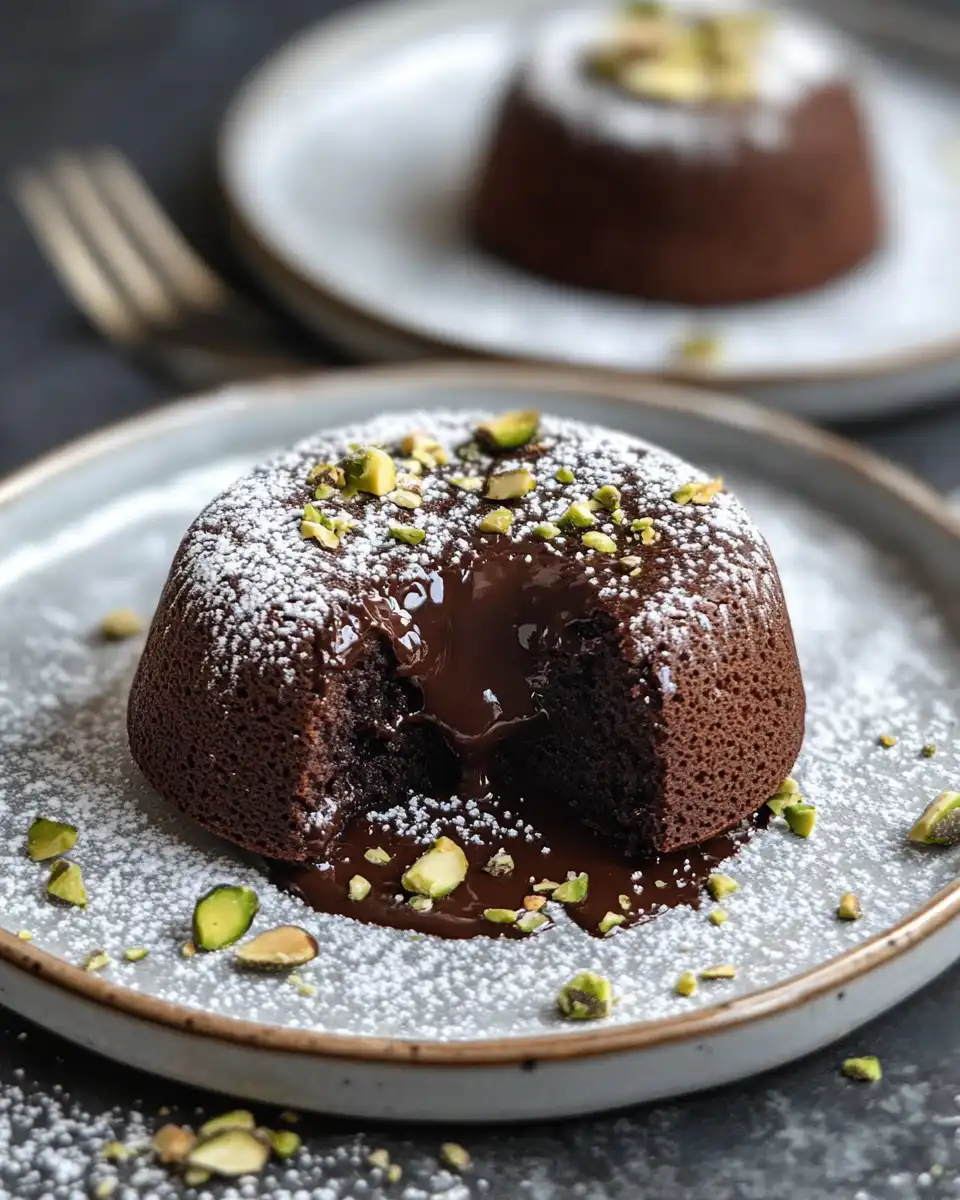 Pistachio chocolate lava cake fresh from pressure cooker