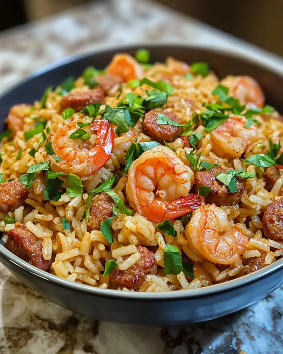 Freshly cooked Cajun shrimp and dirty rice in pressure cooker pot